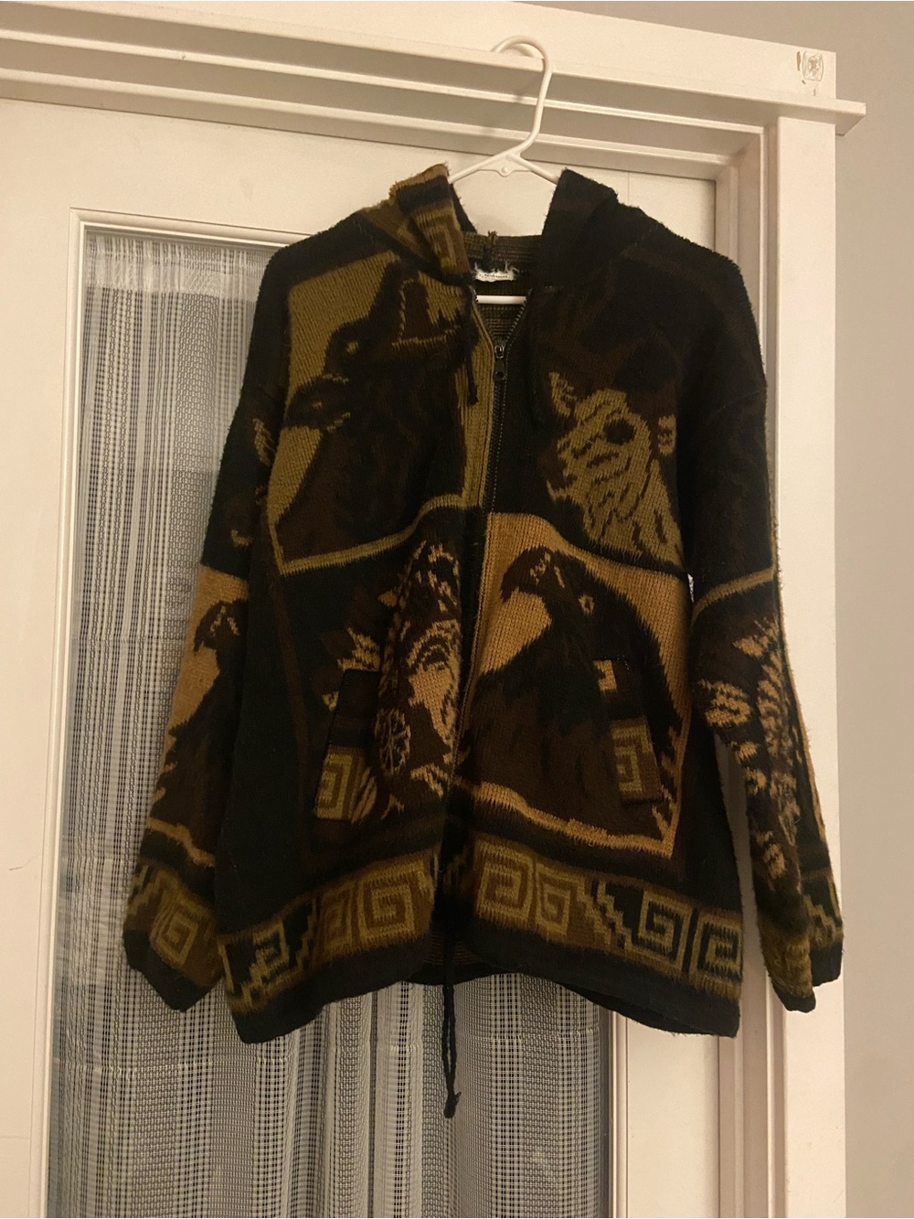 Vintage Hand woven teddy style alpaca/lama wool blend native jacket
